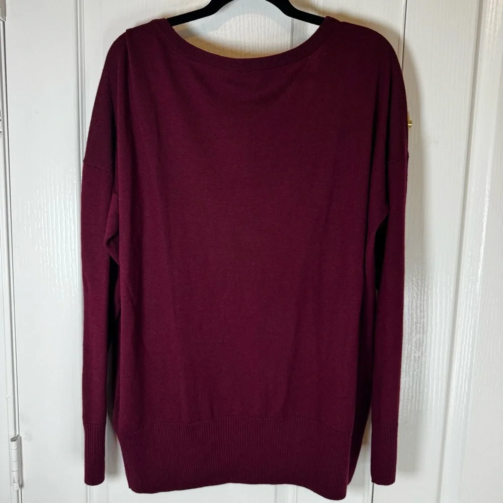 Universal Standard Merino Wool Women's Burgundy Cardigan Sweater